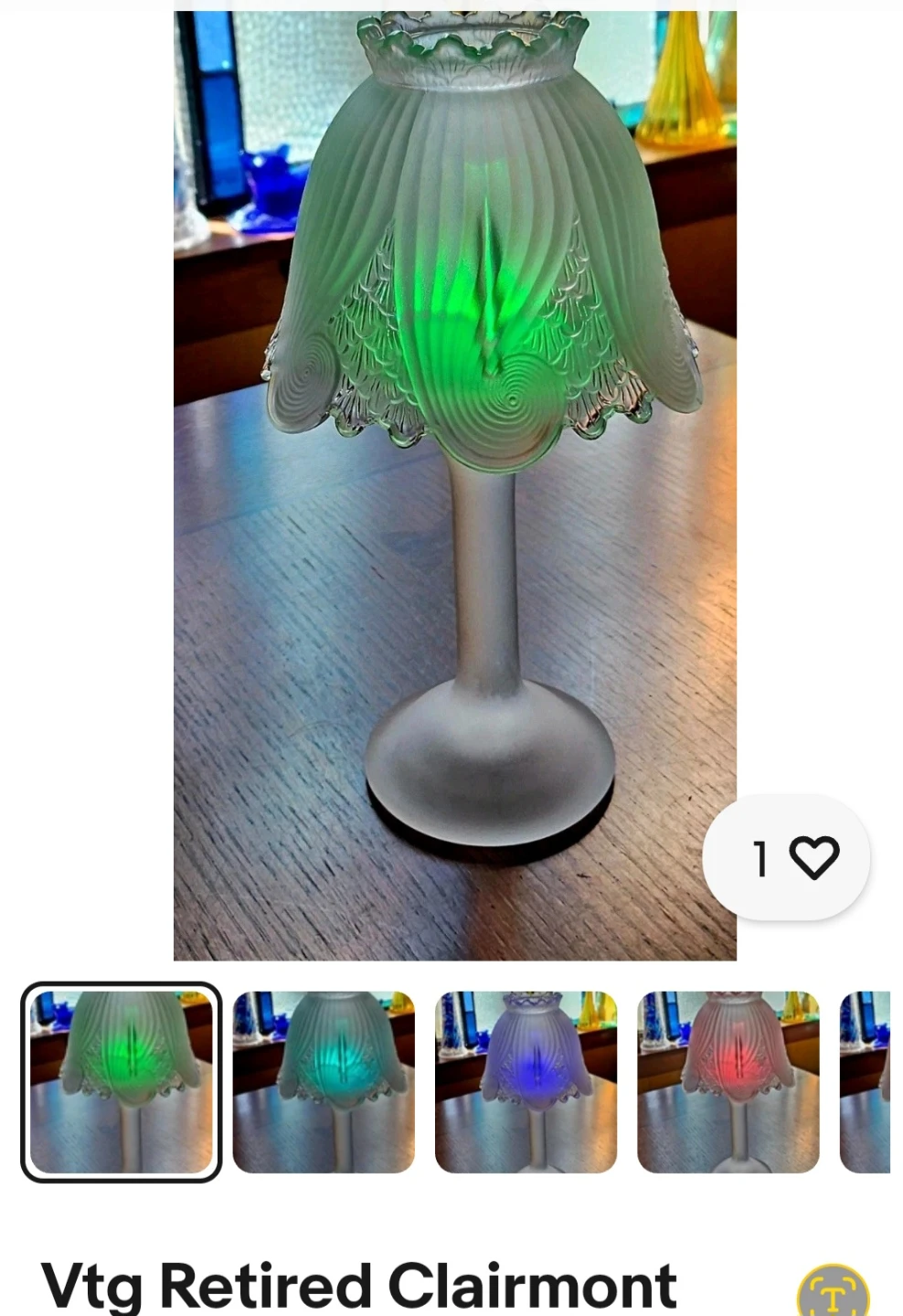 Retired Claremont Frosted Glass Lamp Shade & Base. Fairy Light - photo 3