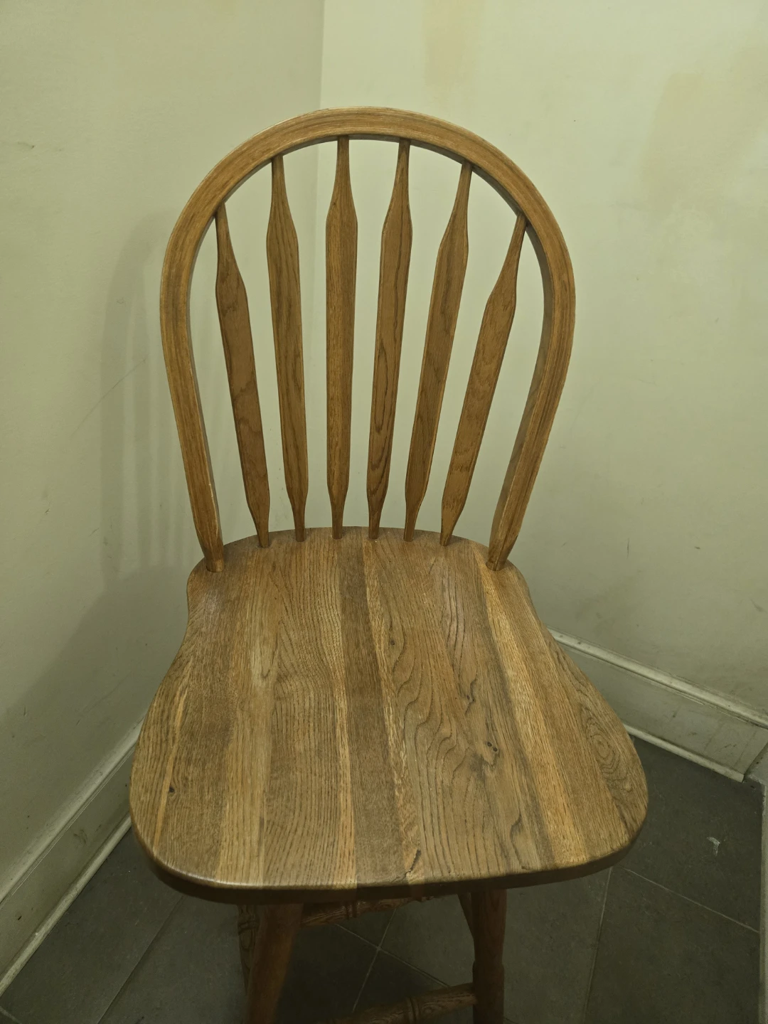Oak solid Wood Swivel Bar Stool with Curved Back - photo 3