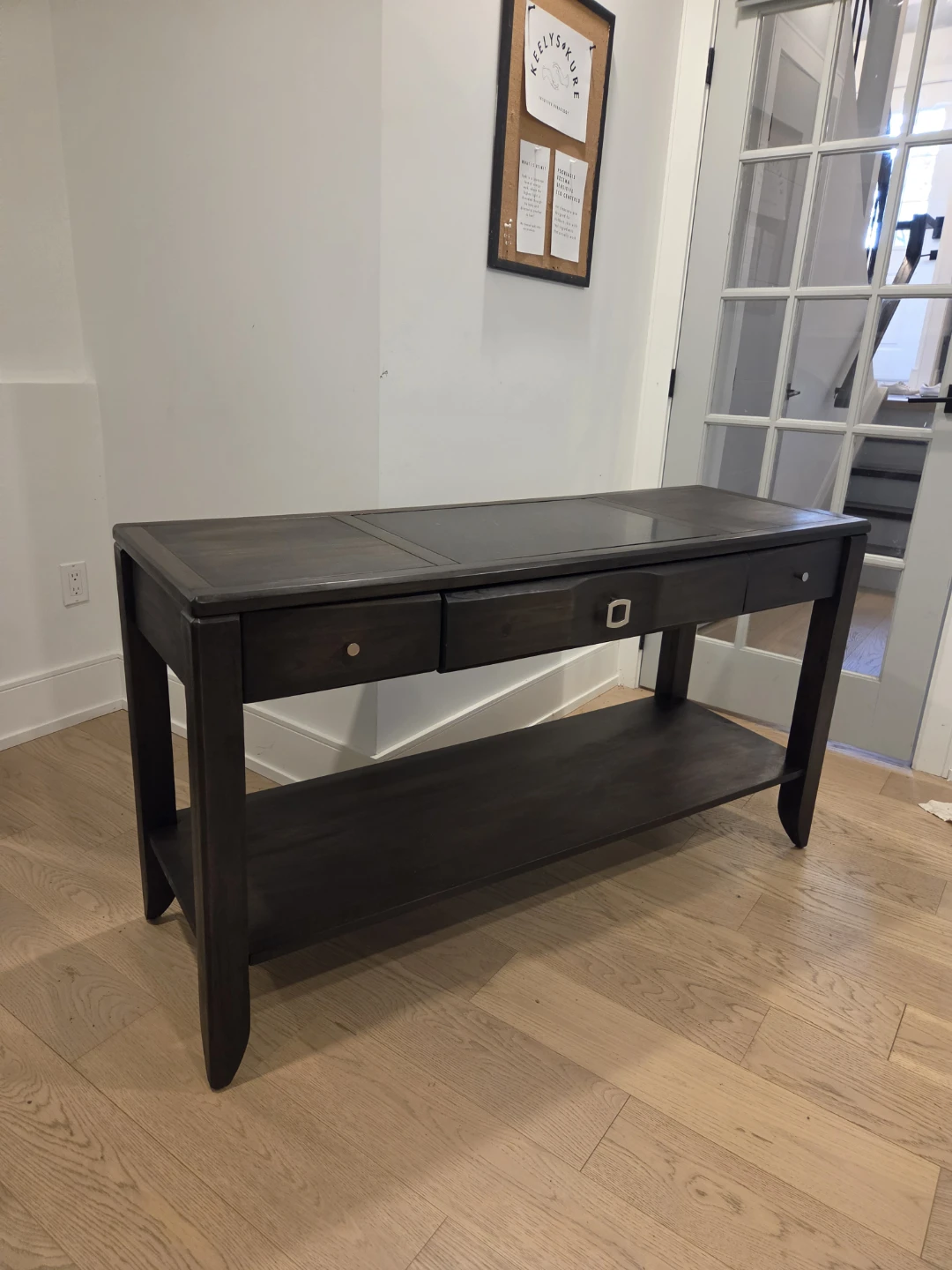 Dark Wood Console Table with 3 Drawers - photo 3