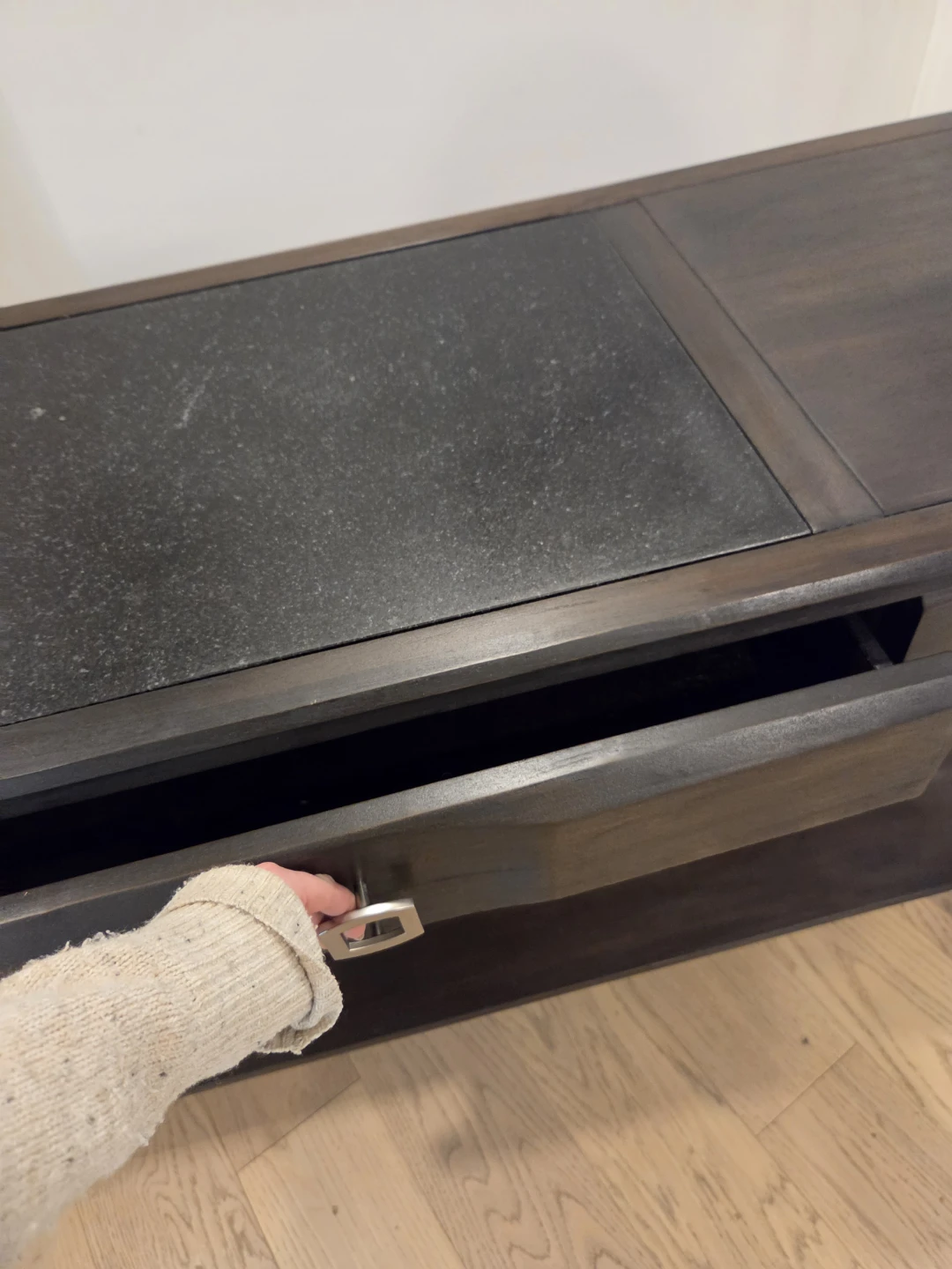 Dark Wood Console Table with 3 Drawers - photo 5
