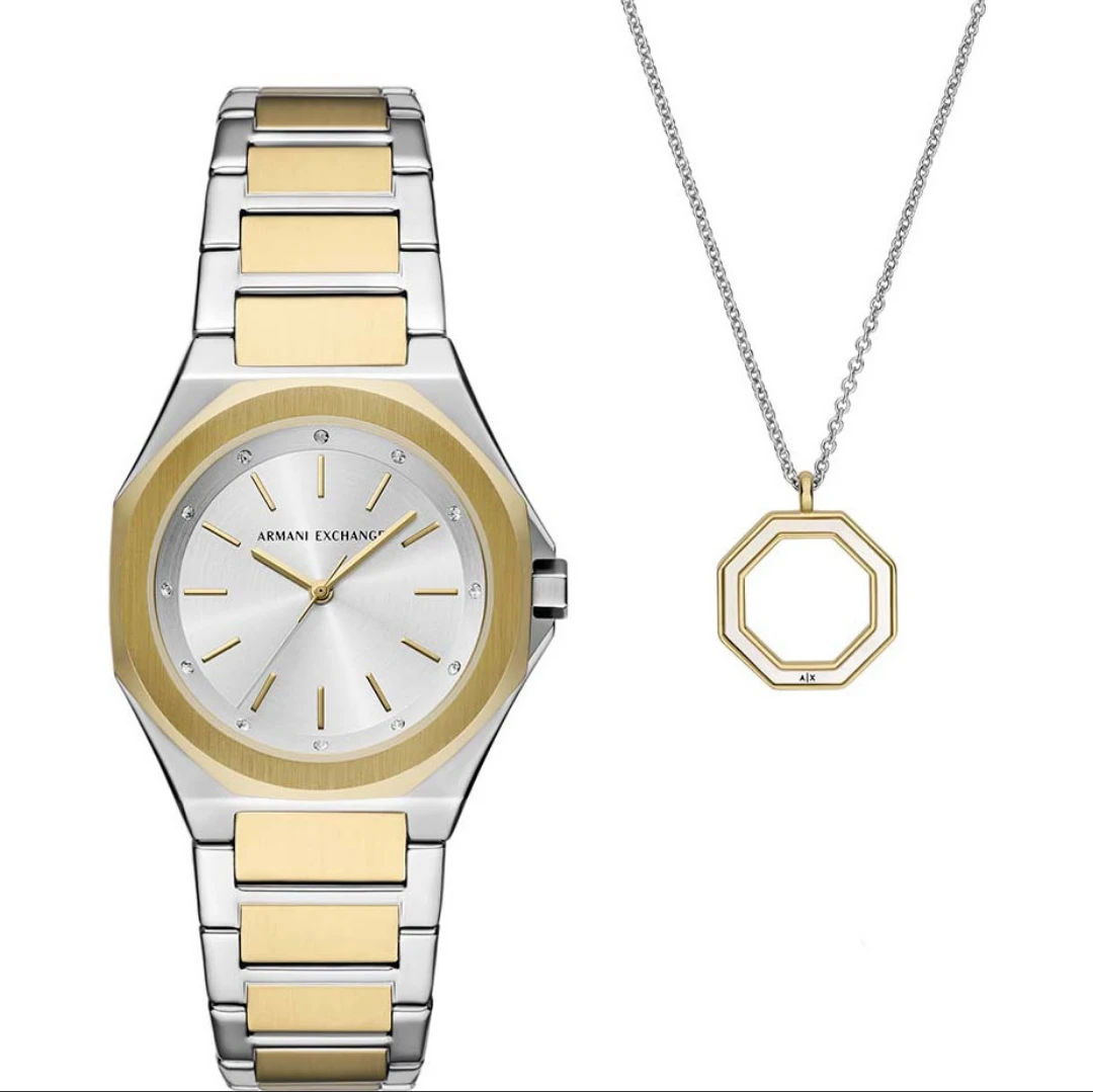 Armani Exchange Watch and Necklace Set