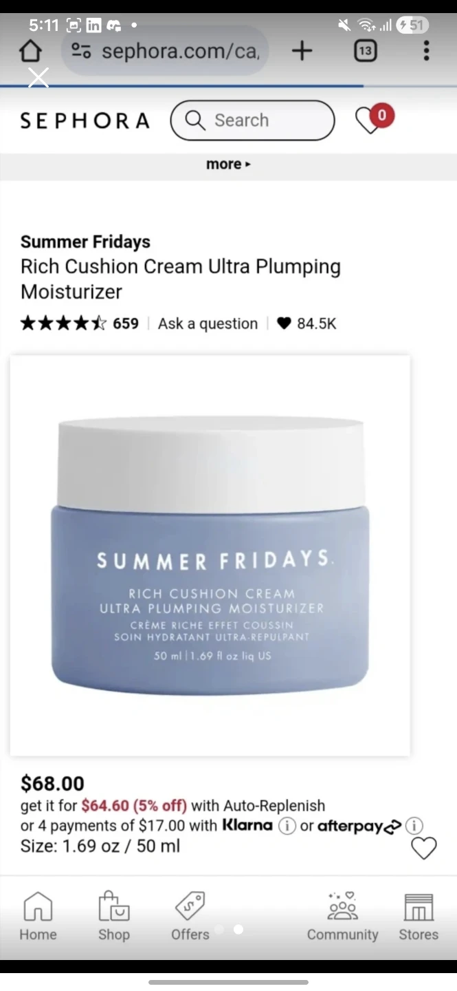 Summer Fridays Rich Cushion Moisturizer