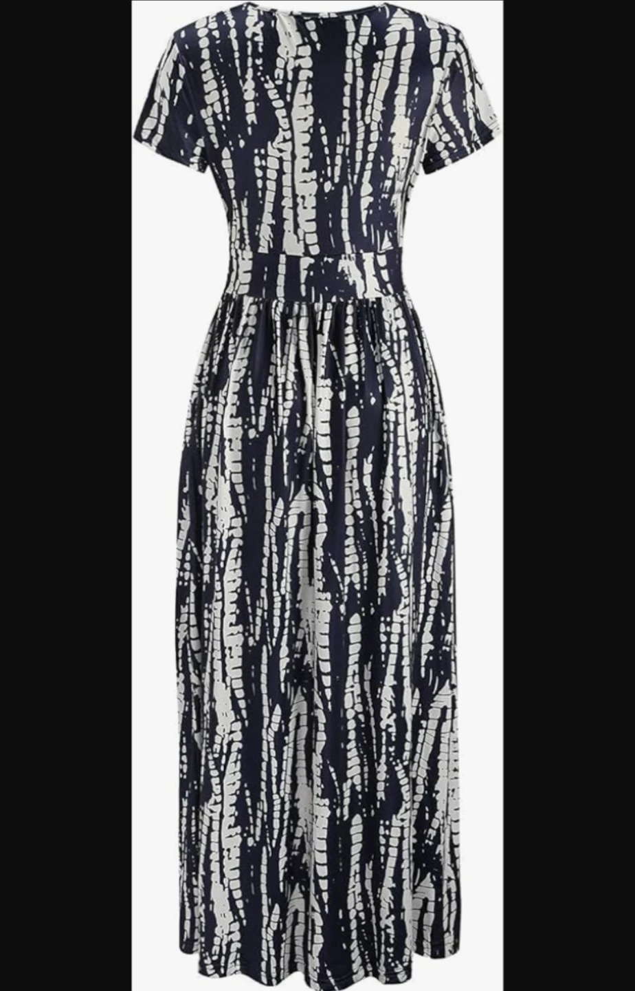OUGES Women's Navy and White Tie-Dye Maxi Dress with Pockets - photo 3