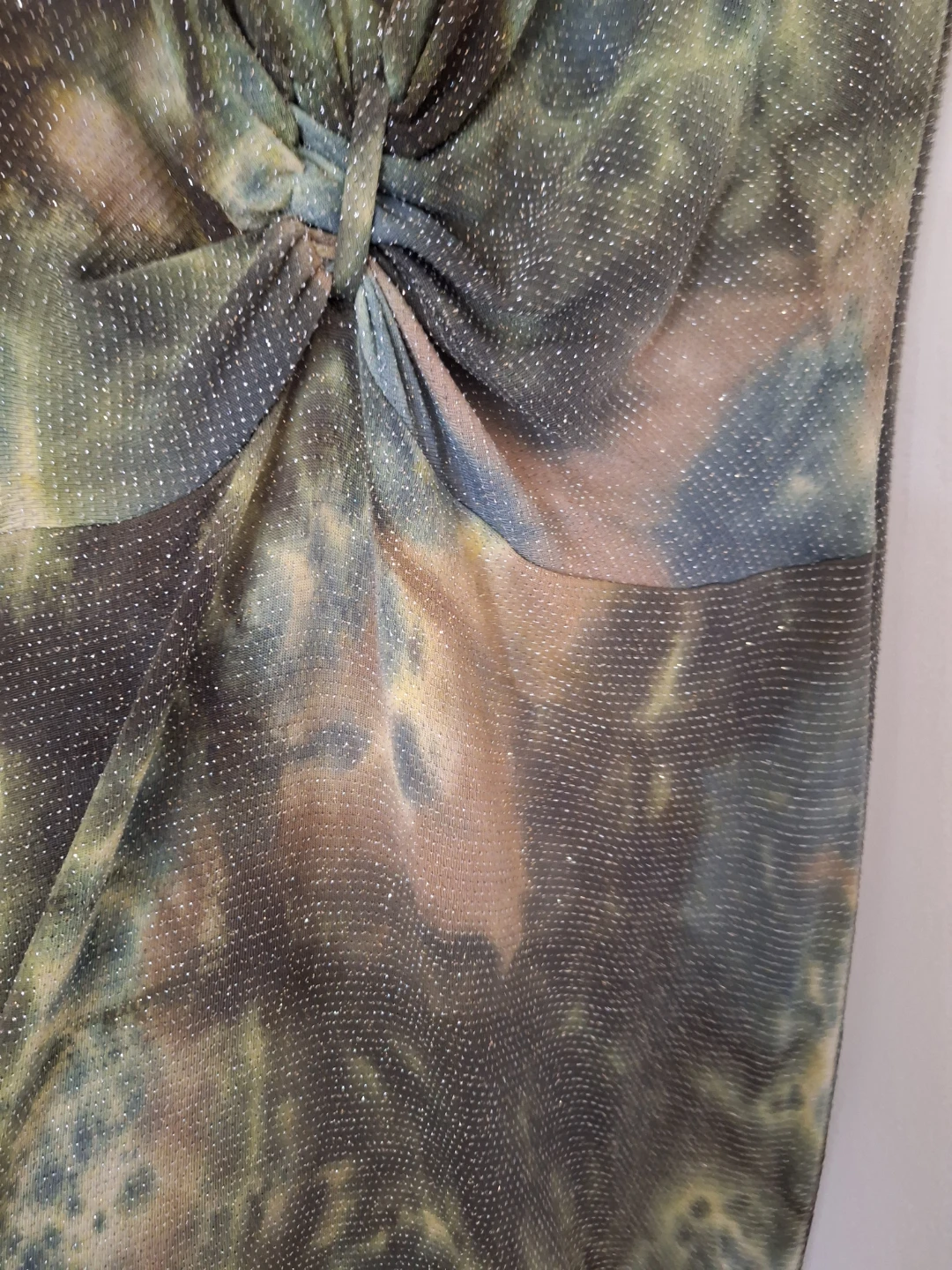 Women's Green & Brown Tie-Dye Sparkle Maxi Dress - photo 5
