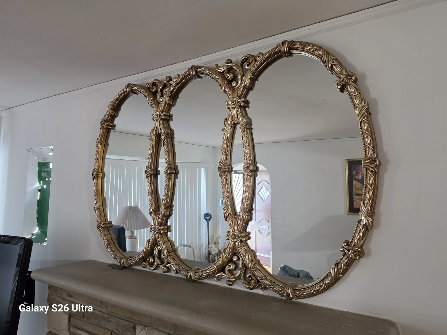Ornate Gold Triple Oval Mirror