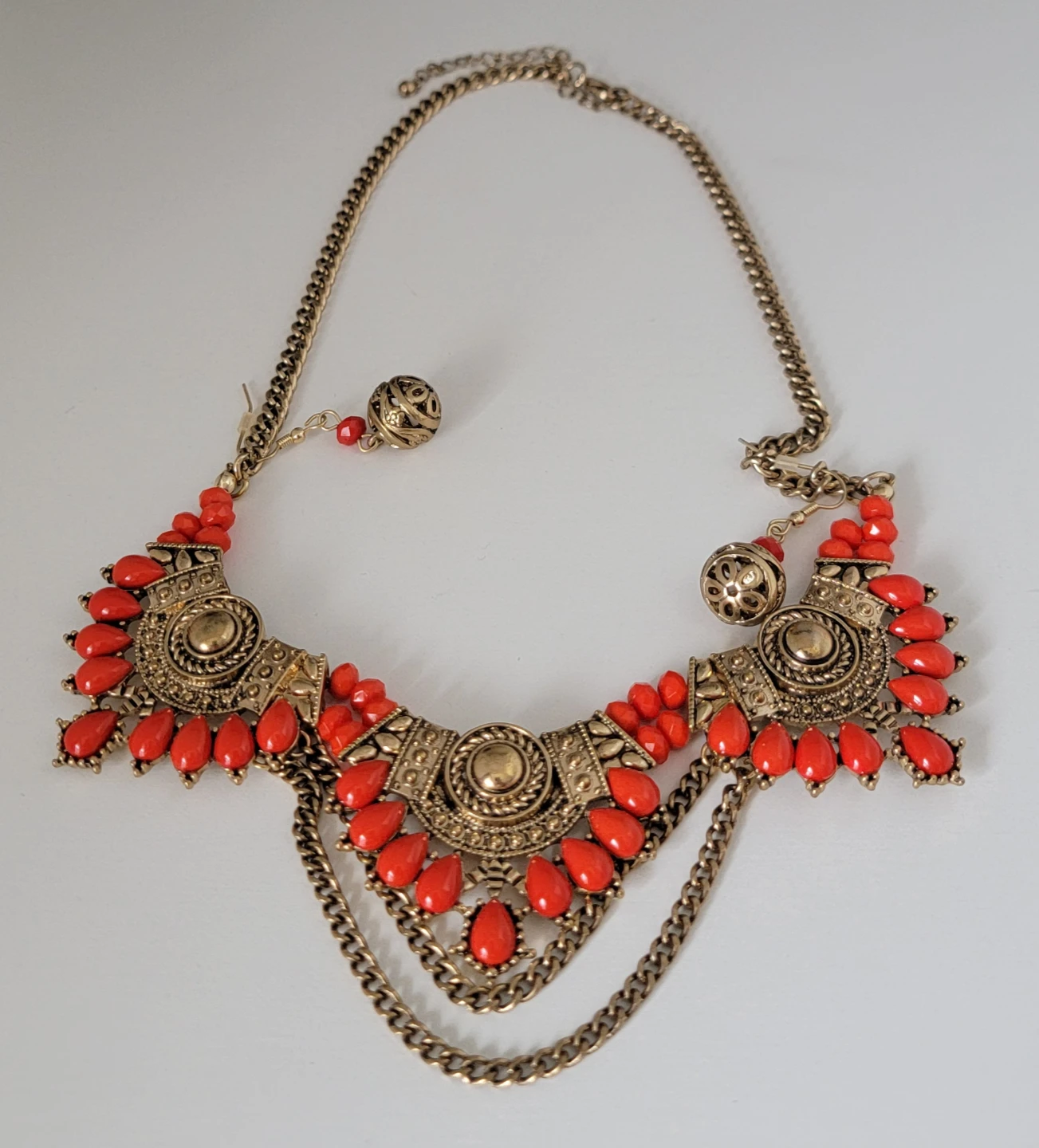Gold-tone Statement Necklace and Matching Earrings - photo 2