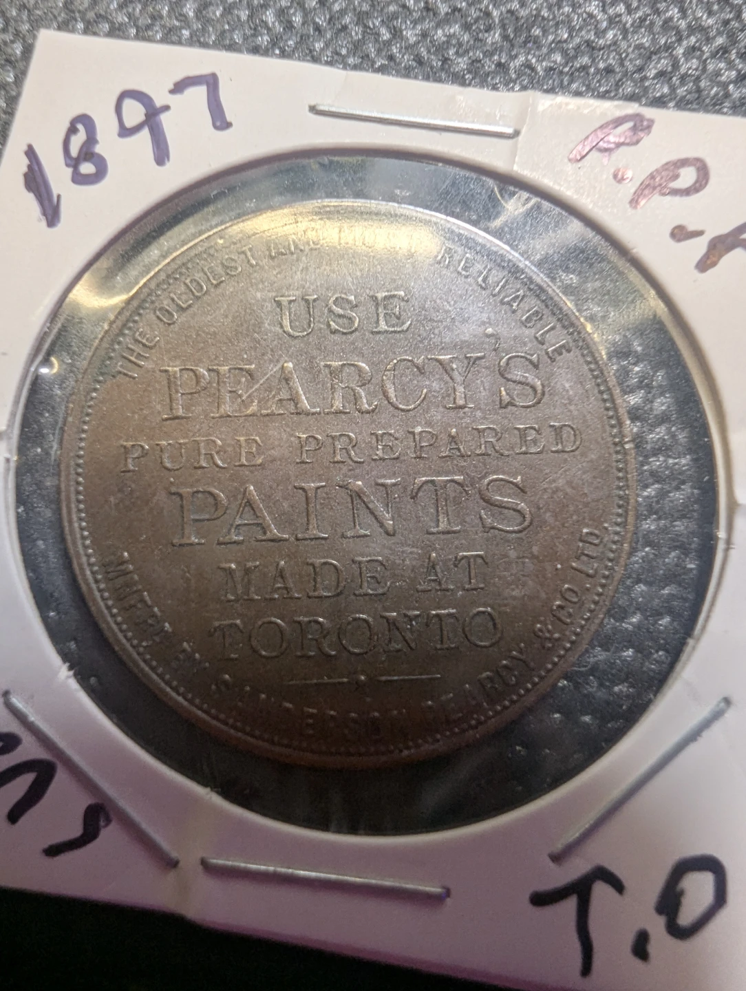 Trade Token 1897 Pearcy's Pure Prepared Paint RARE under 25 made