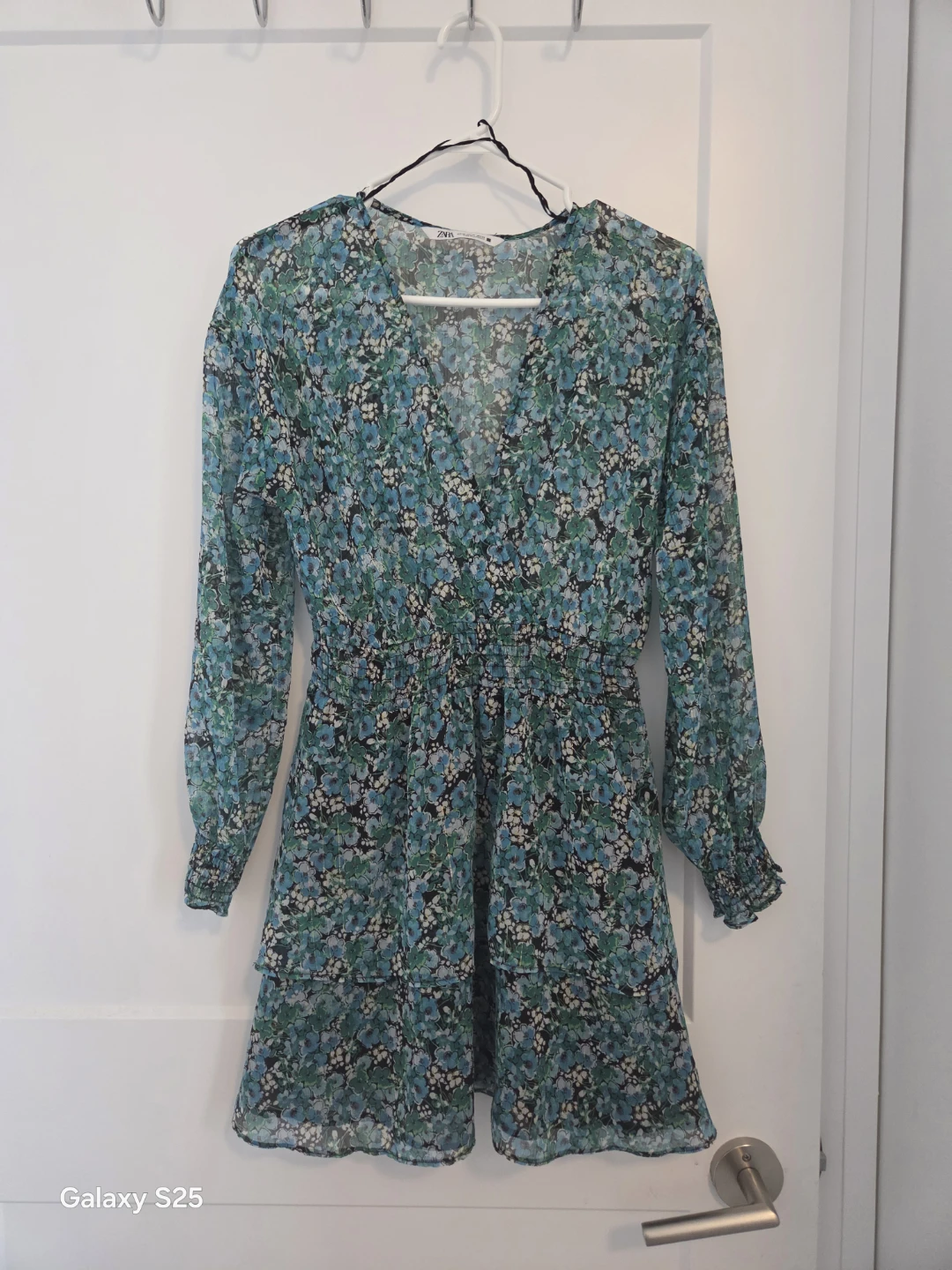 ZARA Blue Floral Print Mini Dress XS