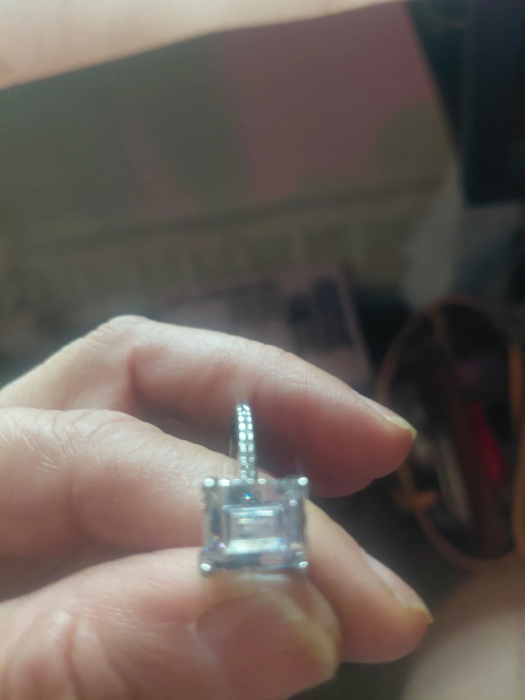 Emerald Cut Engagement Ring with CZ Stones - photo 2