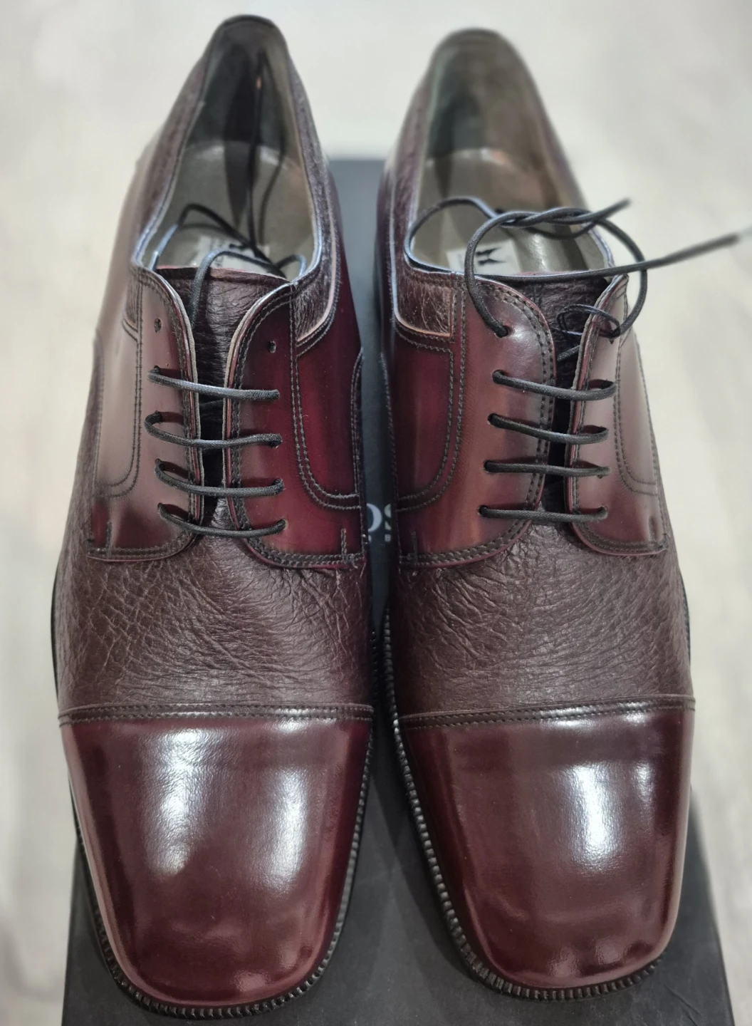 Moreaschi Burgundy Leather Oxford Dress Shoes