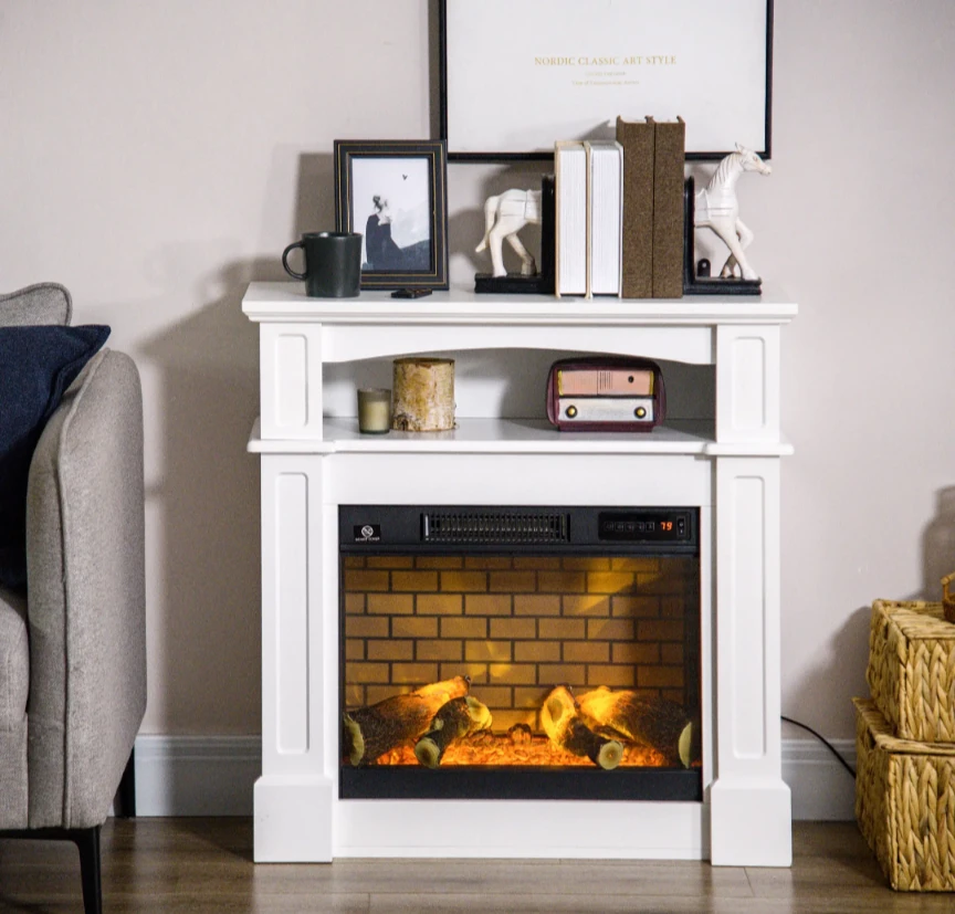 HOMCOM Electric Fireplace with Mantel