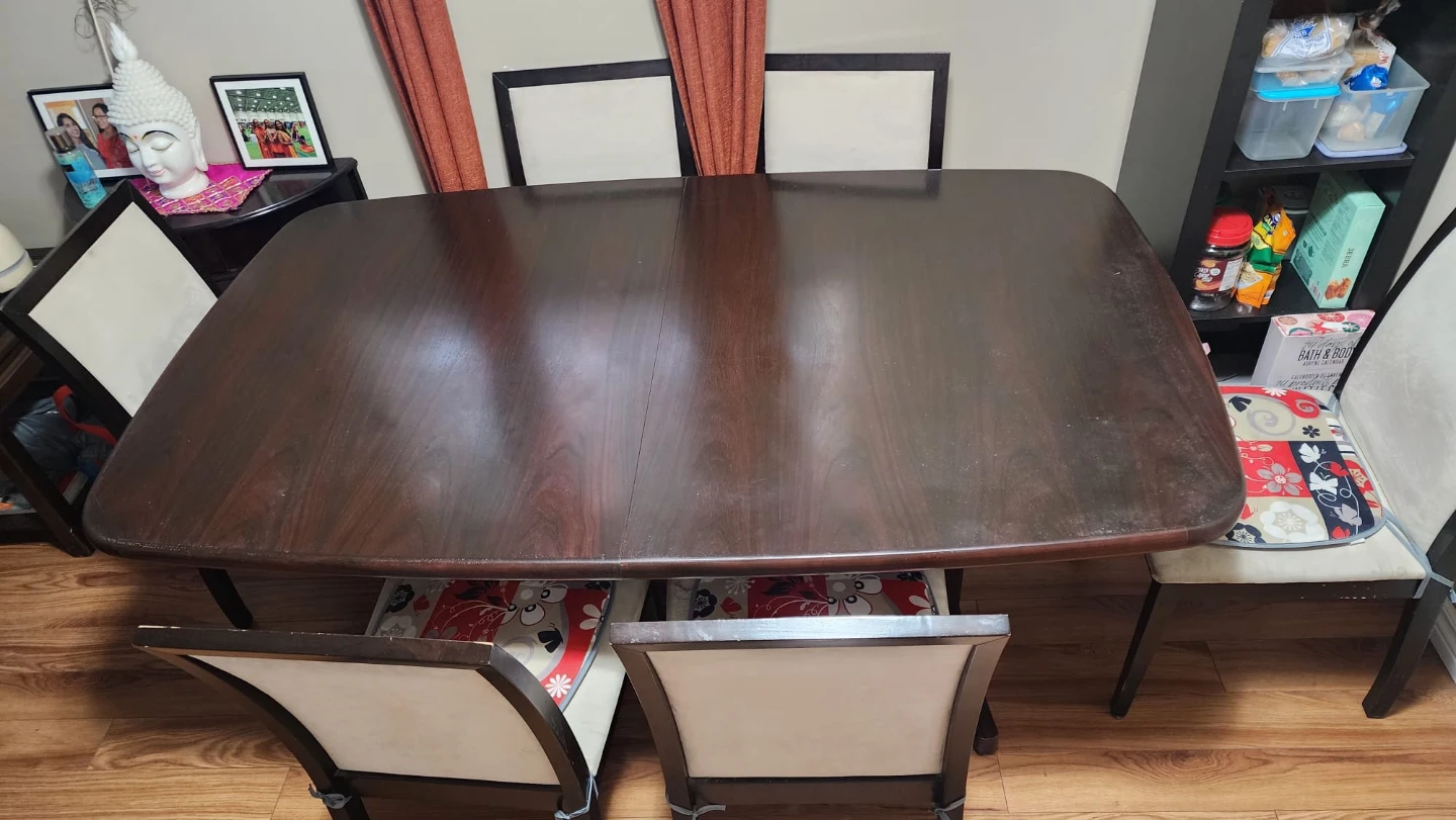 Dark Wood Dining Table with 6 Chairs - photo 2