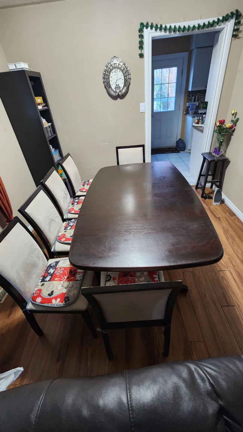 Dark Wood Dining Table with 6 Chairs - photo 3