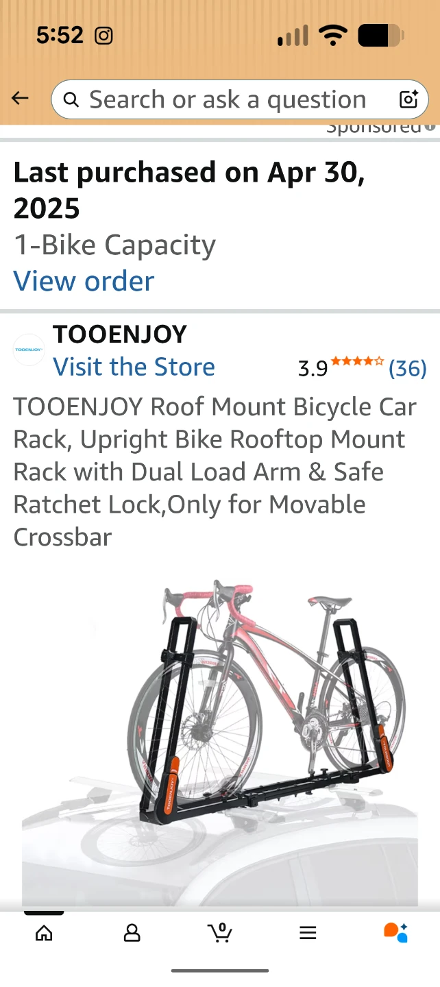 TOOENJOY Roof Mount Upright Bicycle Car Rack