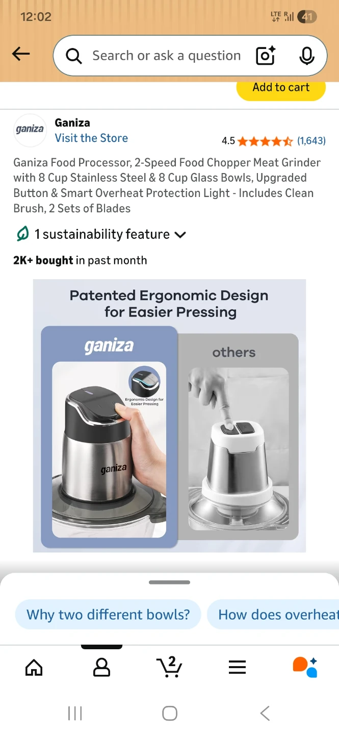 Ganiza 2-Speed Food Processor & Meat Grinder - photo 4