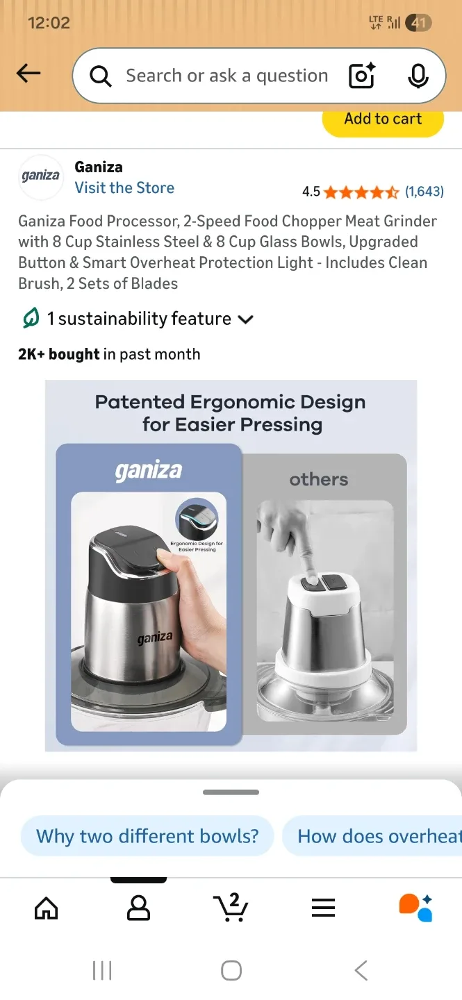Ganiza 2-Speed Food Processor & Meat Grinder - photo 4