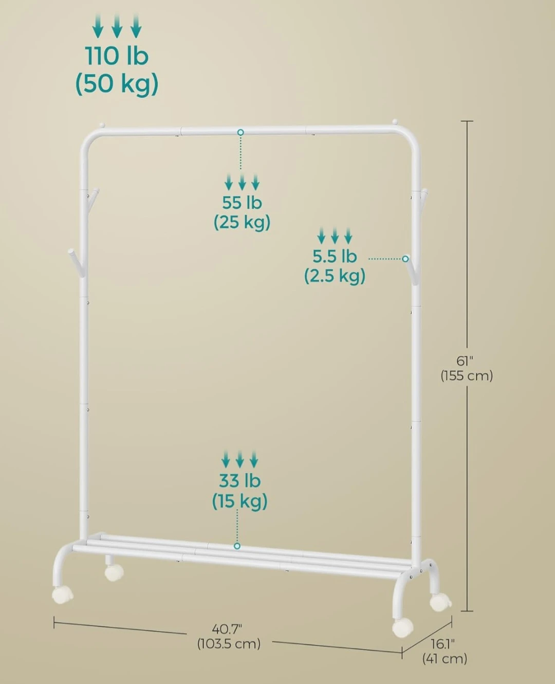 SONGMICS Clothes Rack on Wheels - photo 5