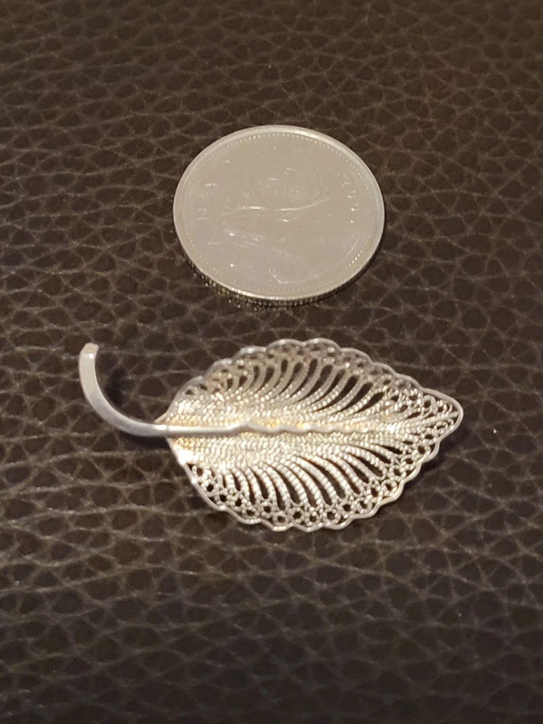 Sterling Silver 925 Leaf Filigree Brooch - photo 4