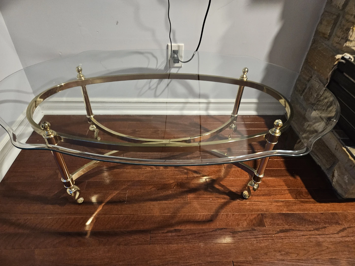 Glass and Brass Oval Coffee Table - photo 2