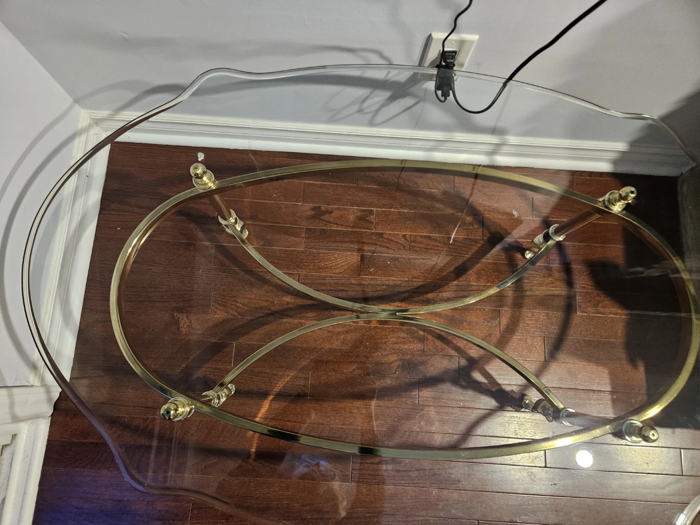 Glass and Brass Oval Coffee Table - photo 5