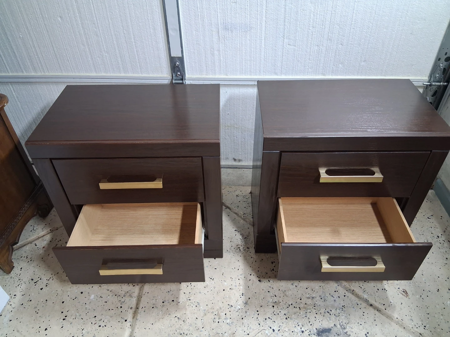 Set of 2 Dark Brown Nightstands with Gold Handles - photo 3