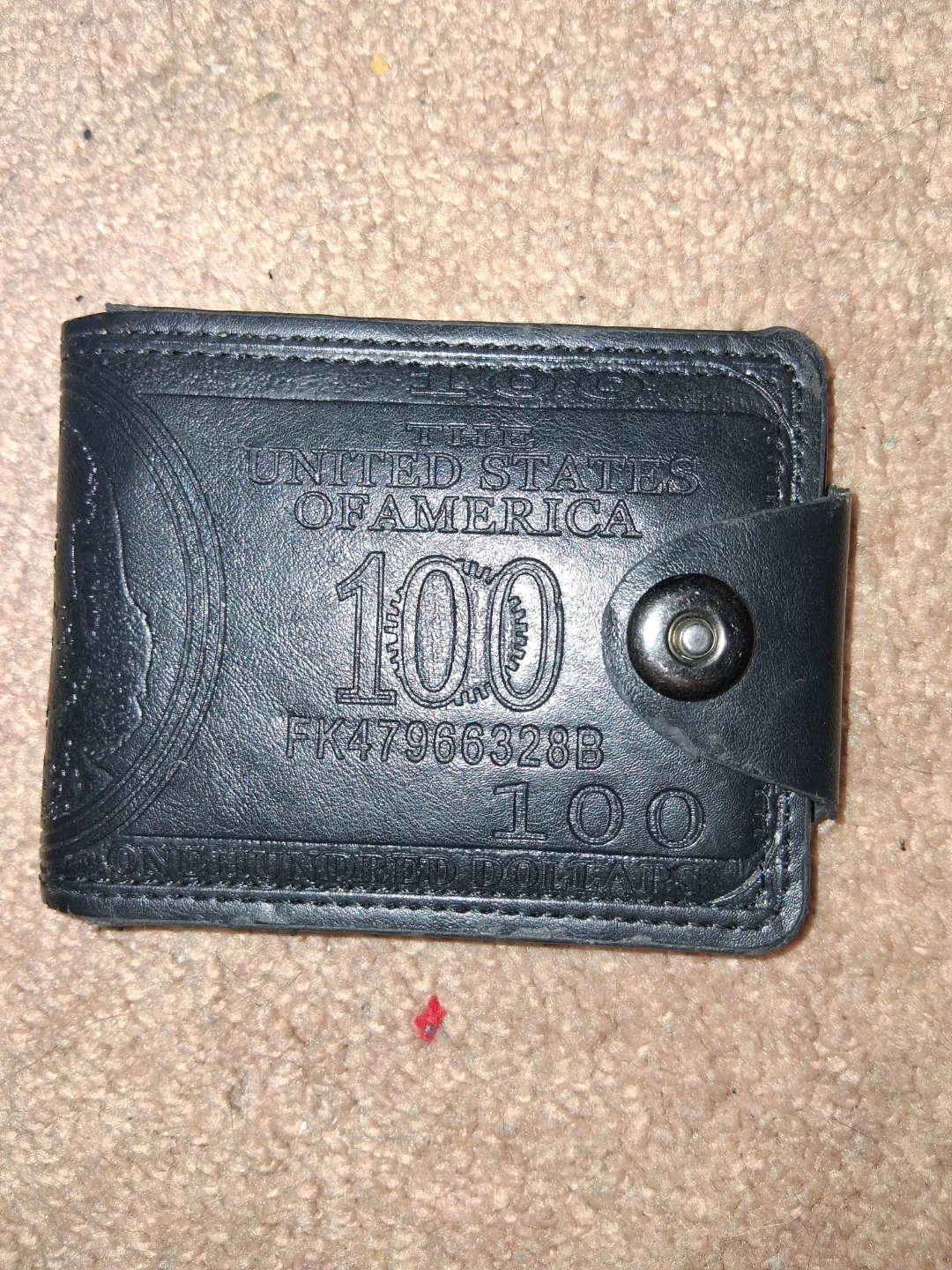 Black Bifold Wallet - "100 Dollar Bill" Design