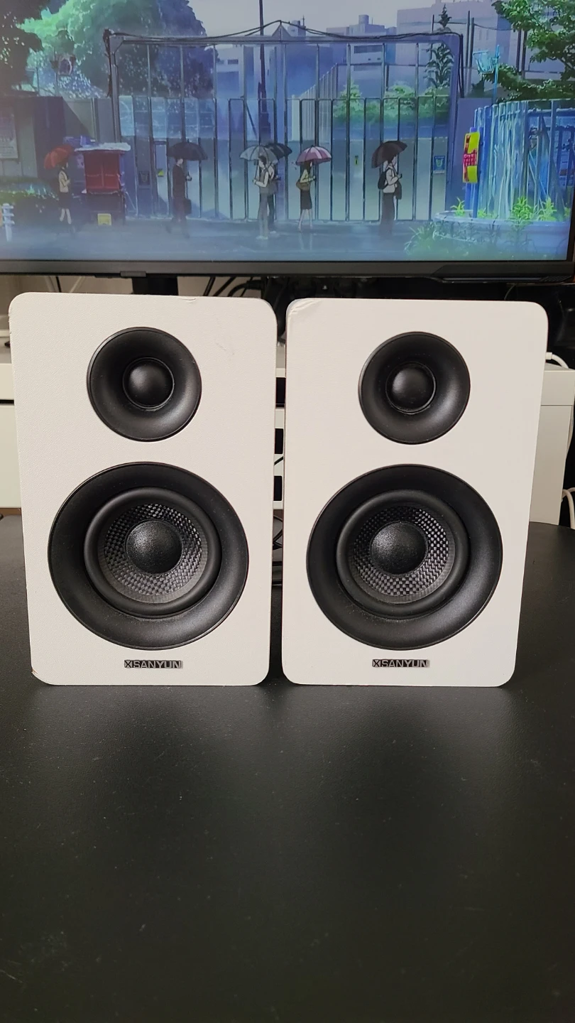 SANYUN White Bookshelf Speakers (Pair)