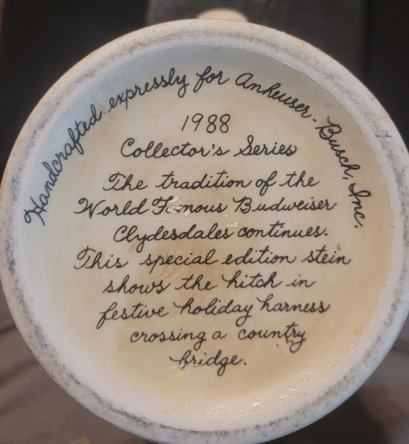 Budweiser Clydesdales Collector Stein 1988 - photo 4