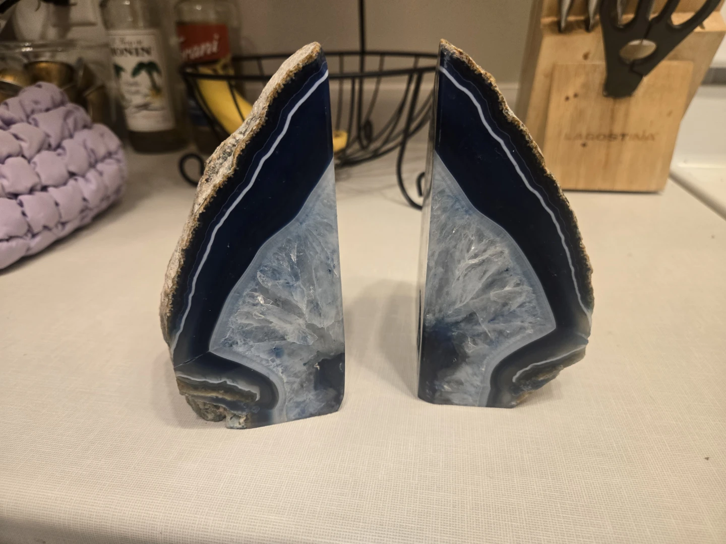 Blue Agate Geode Bookends - photo 2