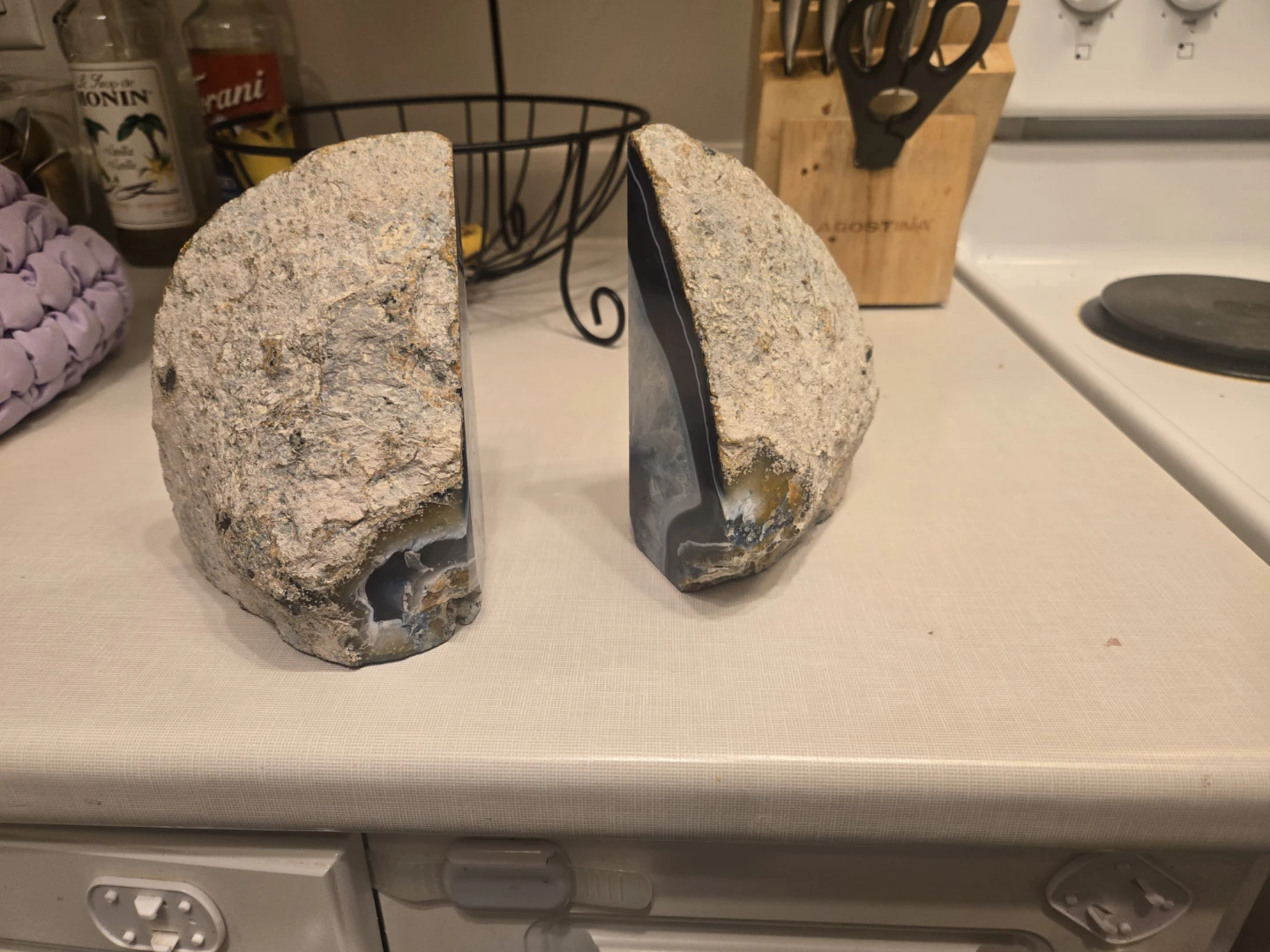 Blue Agate Geode Bookends - photo 3