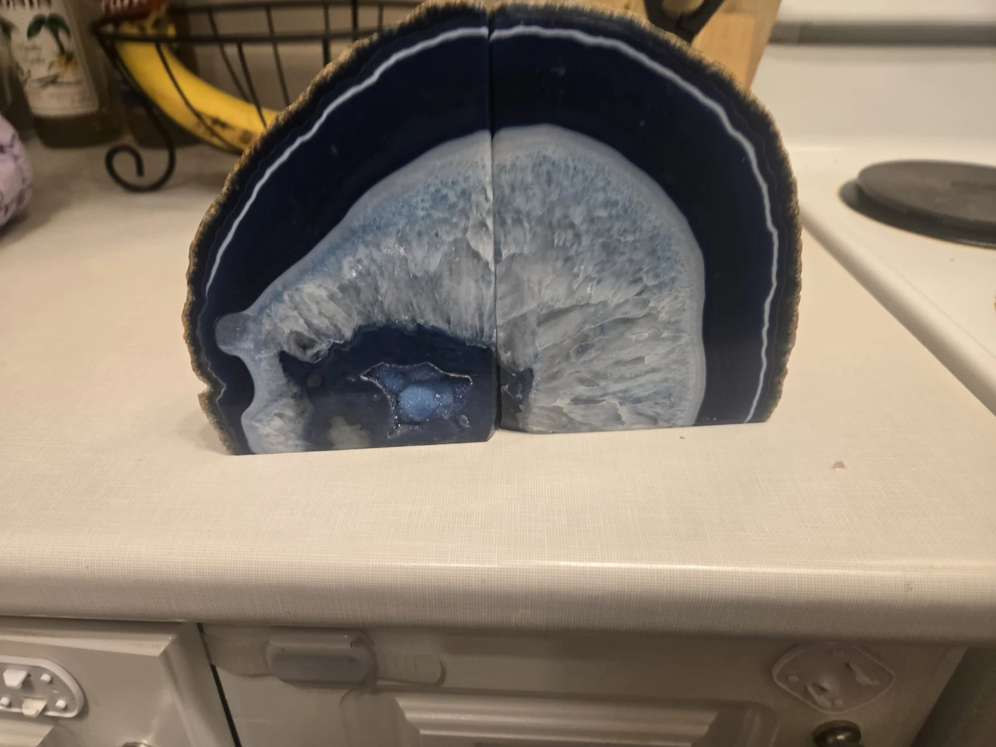 Blue Agate Geode Bookends