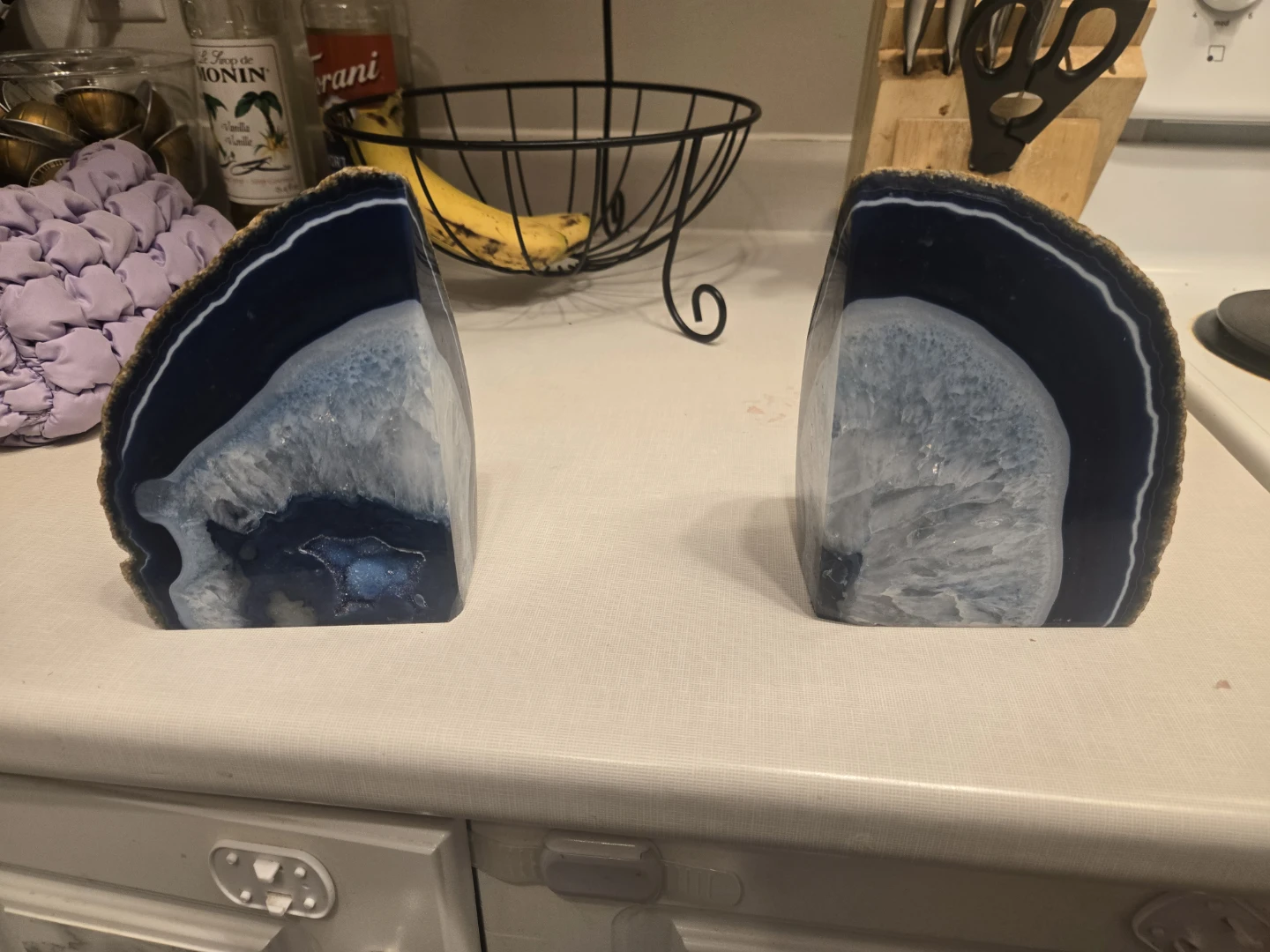 Blue Agate Geode Bookends - photo 4