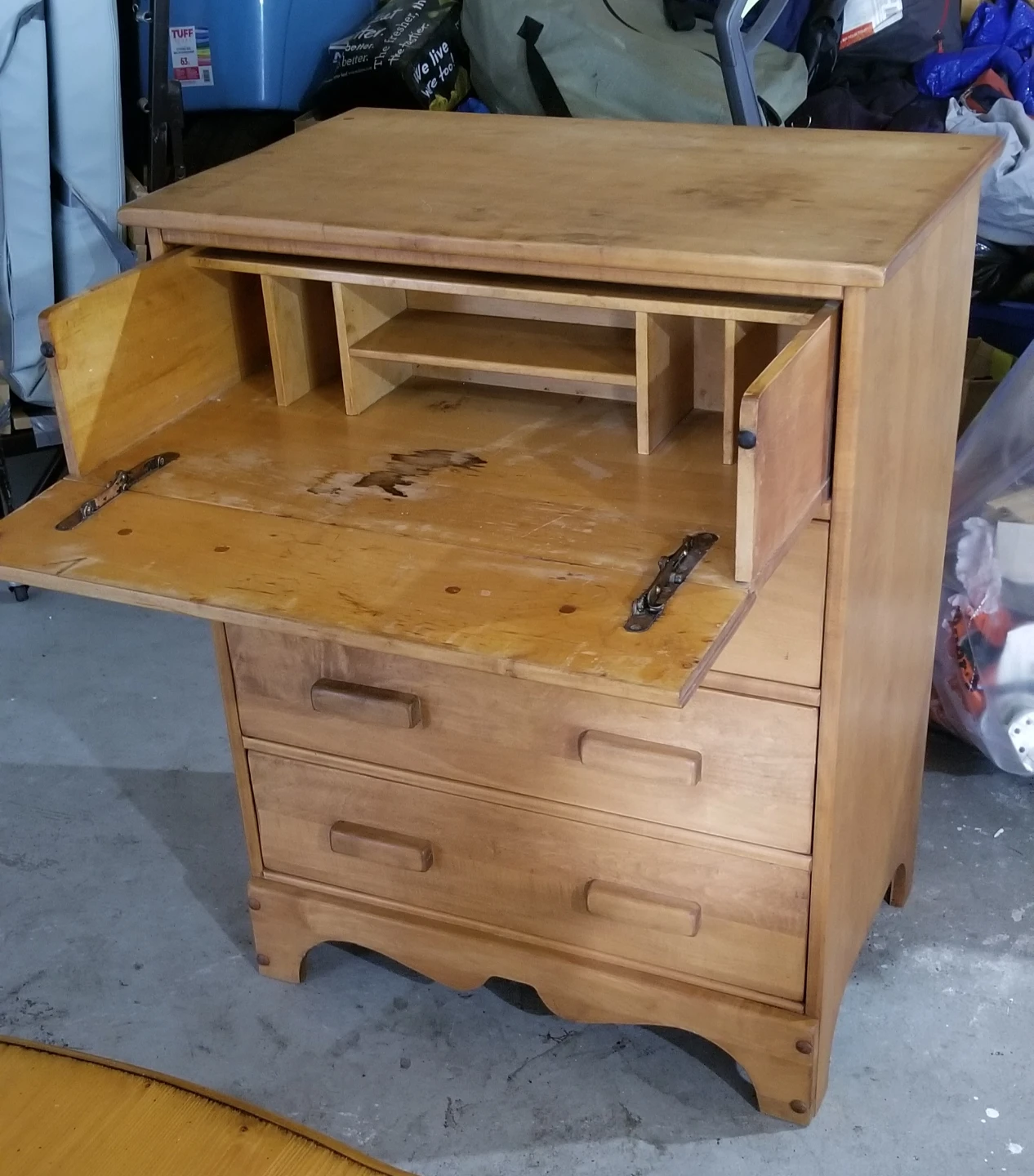 Wooden 4-Drawer Chest with Secretary Desk Feature