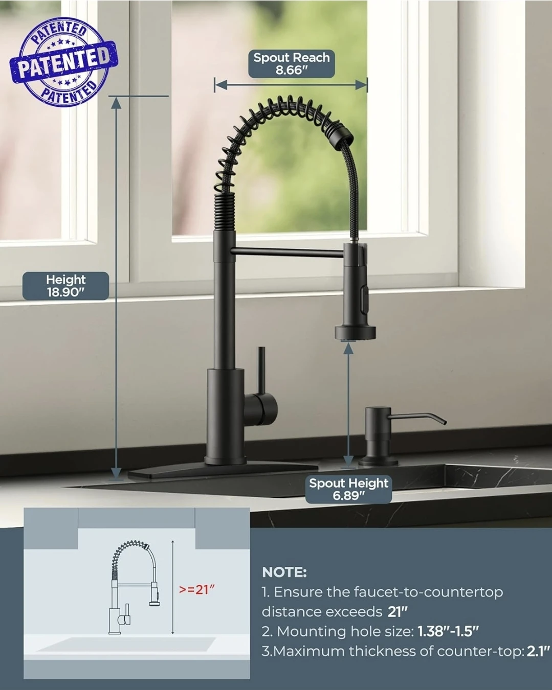 Matte Black Pull-Down Kitchen Faucet - photo 2