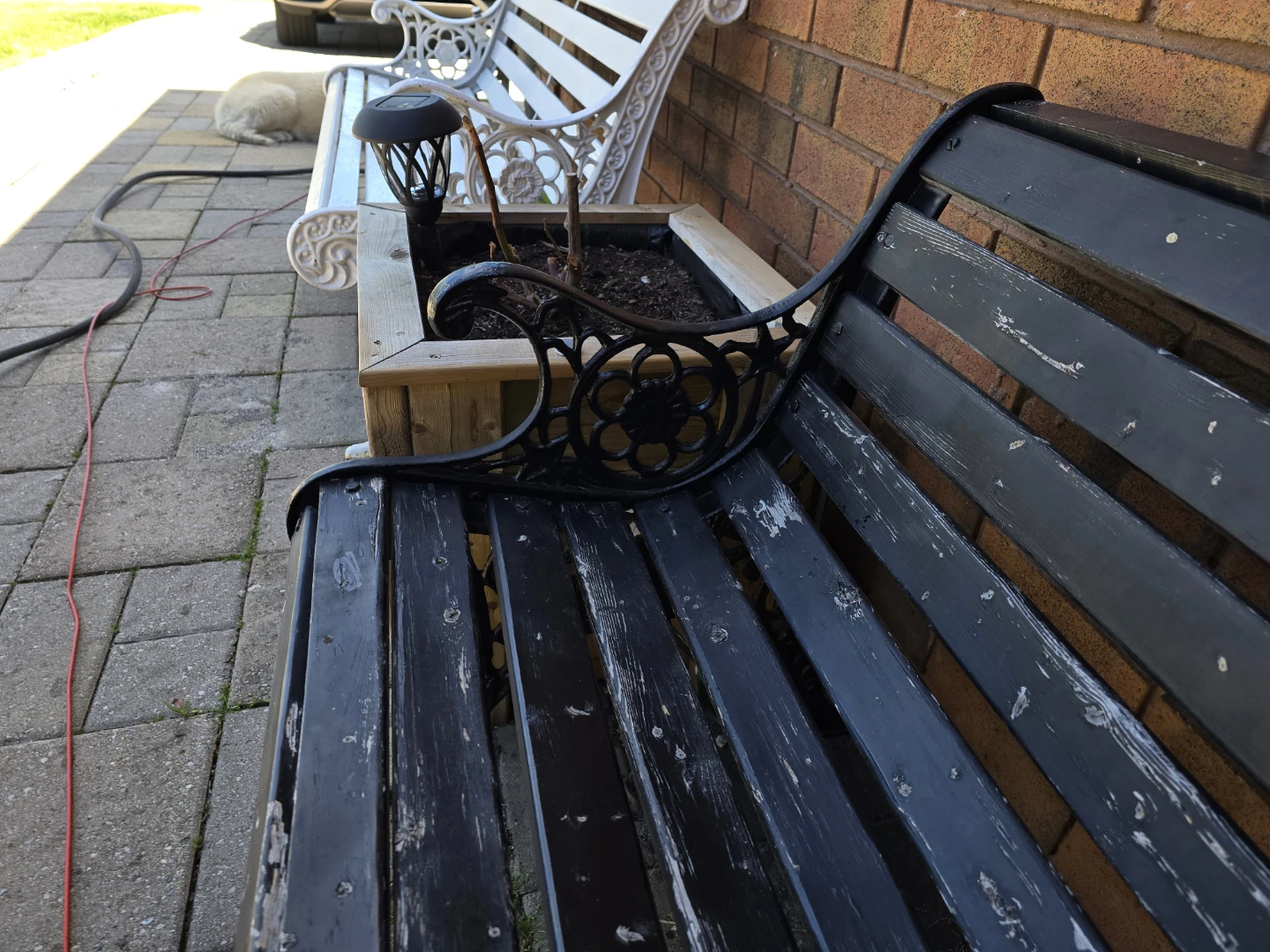 Black Metal Garden Bench - photo 2