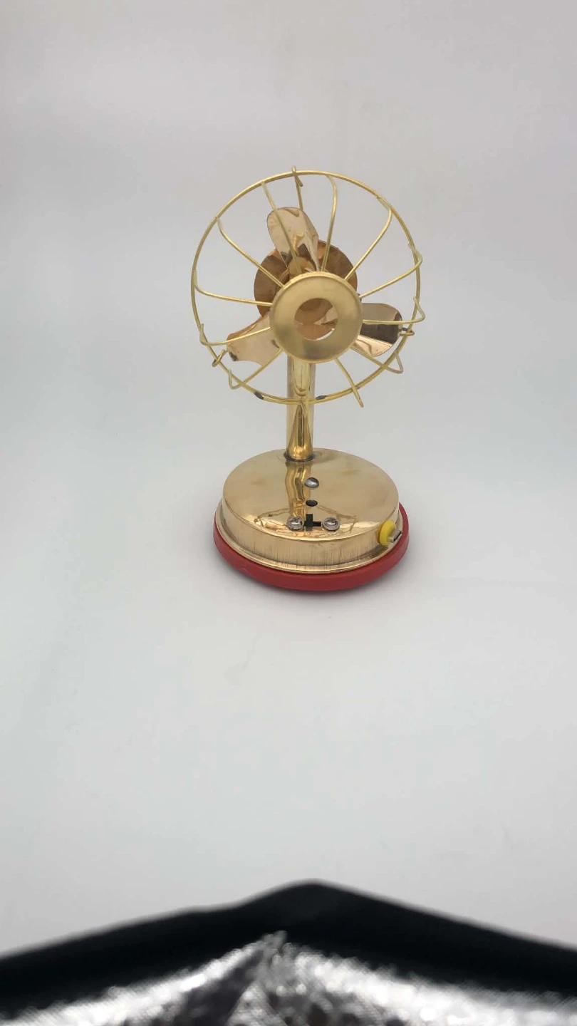 Vintage Brass Desk Fan with Red Base - photo 2