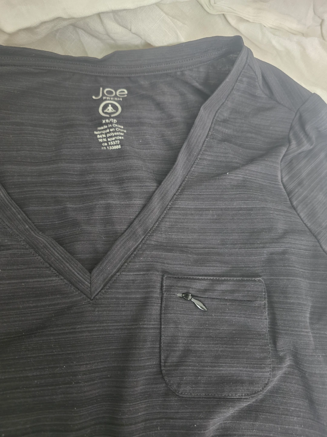 Joe Fresh Black V-Neck T-Shirt with Ruched Sides - photo 2