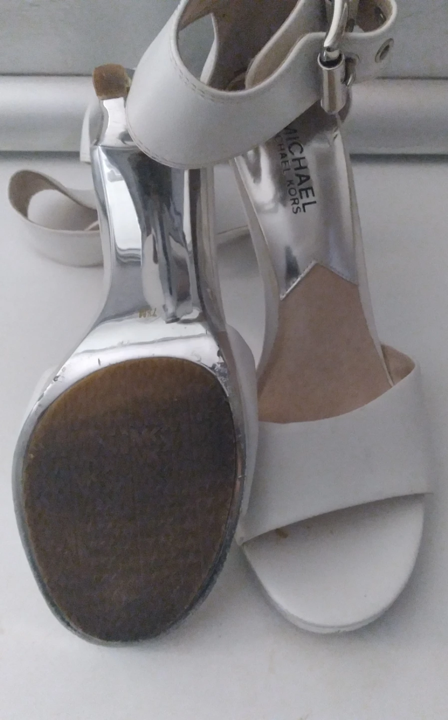White Michael Kors Heels with Silver Accent - photo 3