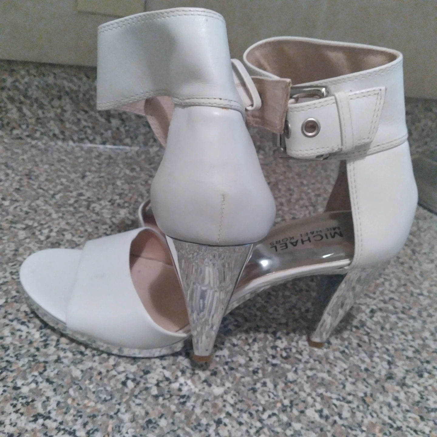 White Michael Kors Heels with Silver Accent - photo 5