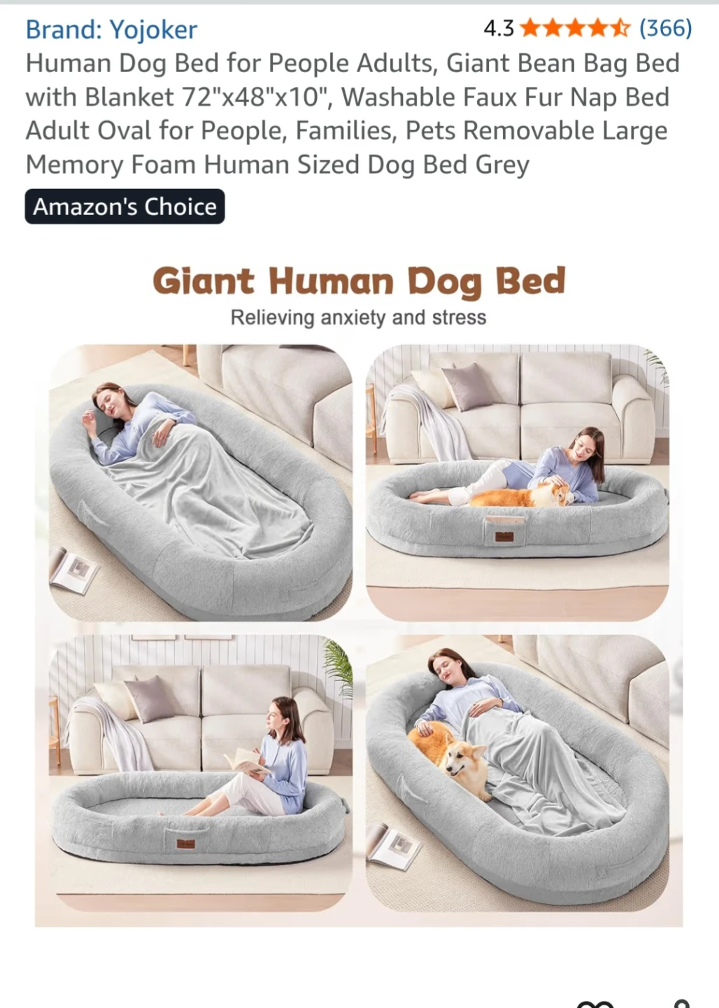 Yojoker Human Dog Bed - Giant Bean Bag - photo 2