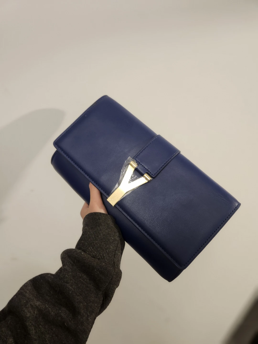 Dupe ysl Monogram Clutch Navy Blue Leather