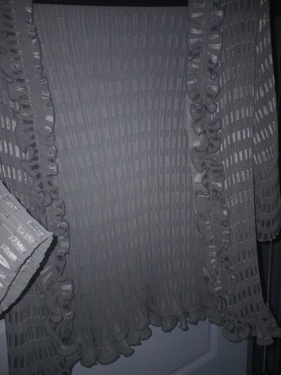 Sheer grey cardigan with ruffles - photo 2