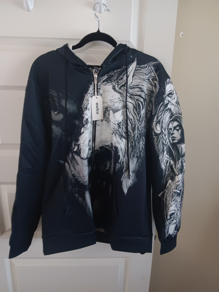 Oulku Graphic Print Zip-Up Hoodie