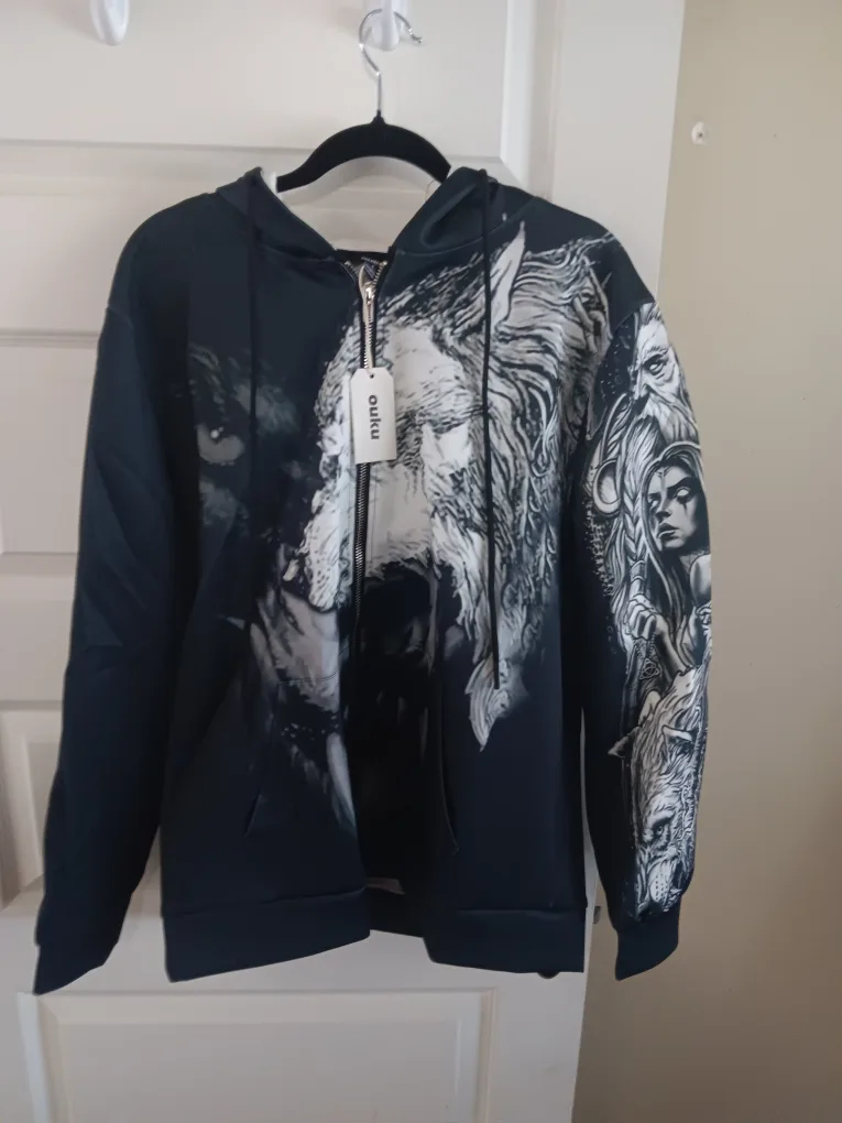 Oulku Graphic Print Zip-Up Hoodie