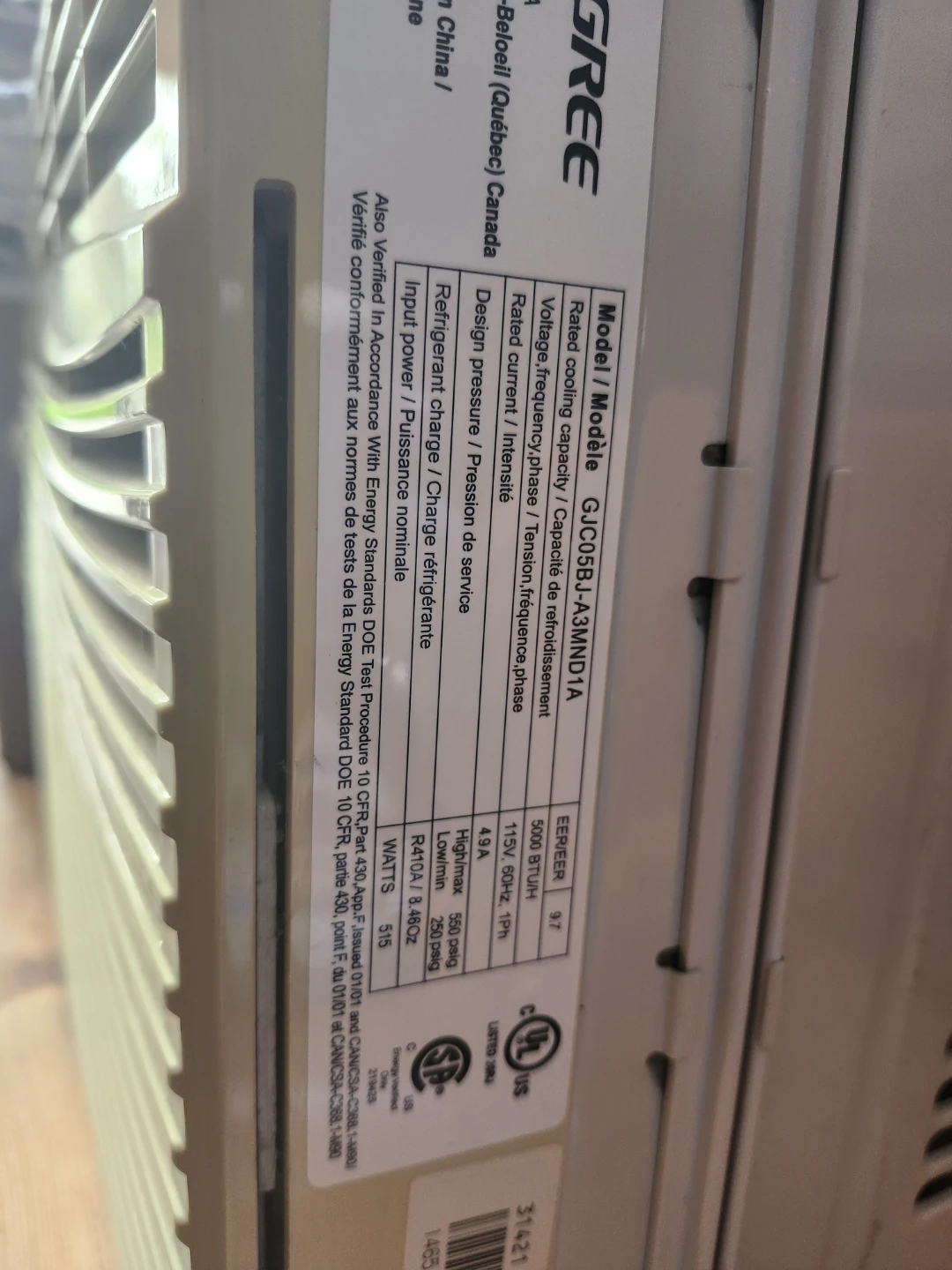 Gree Window Air Conditioner - 5000 BTU - photo 4