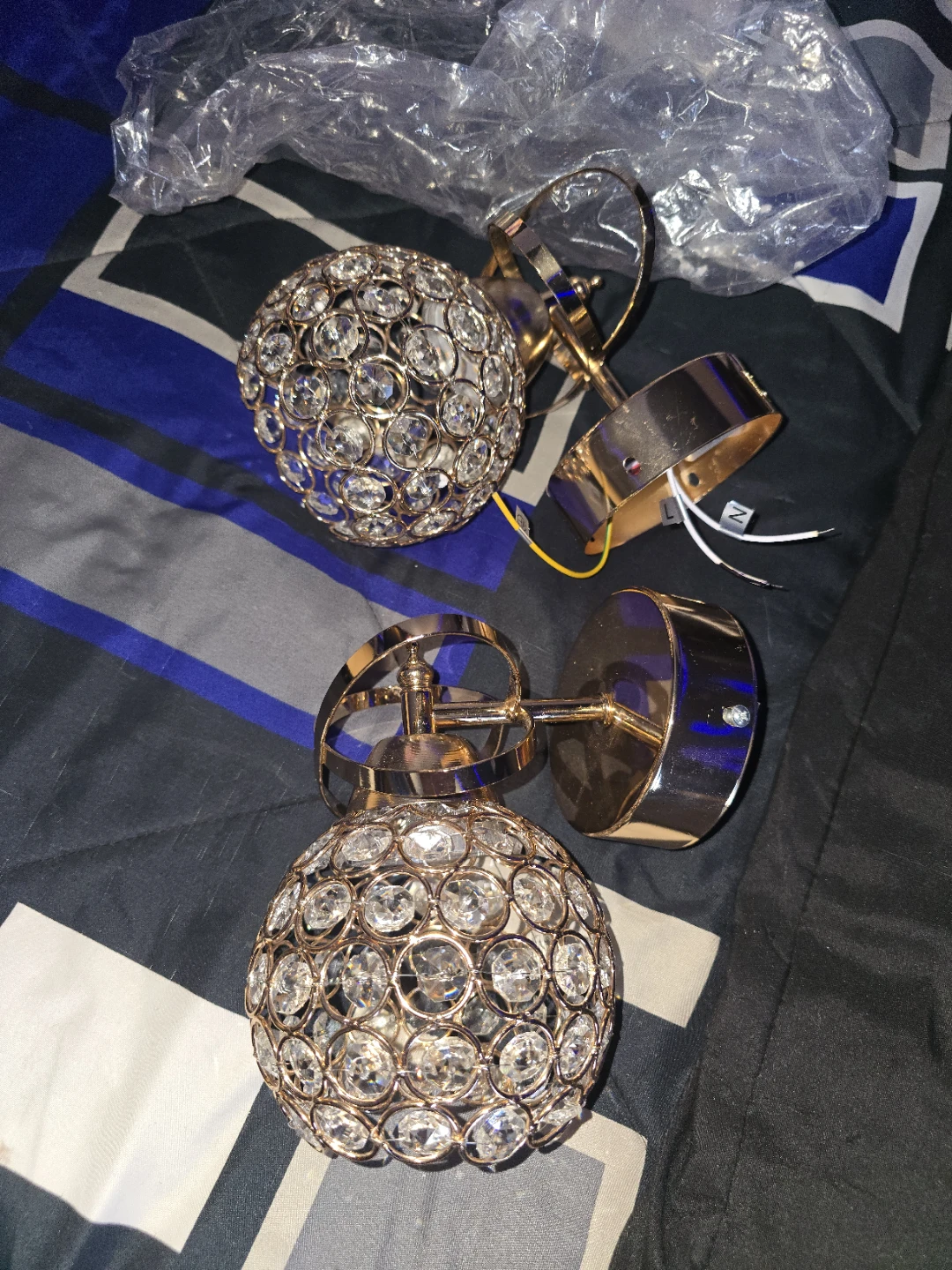 Gold Crystal Sconce Wall Lights (Set of 2)
