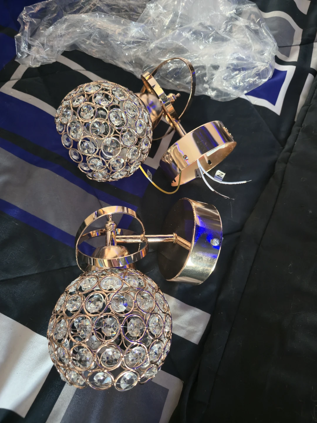 Gold Crystal Sconce Wall Lights (Set of 2) - photo 3
