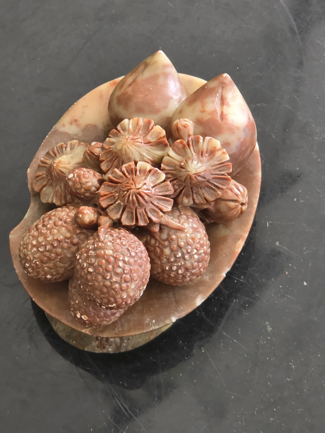 Carved Stone Fruit and Flower Figurine - photo 4