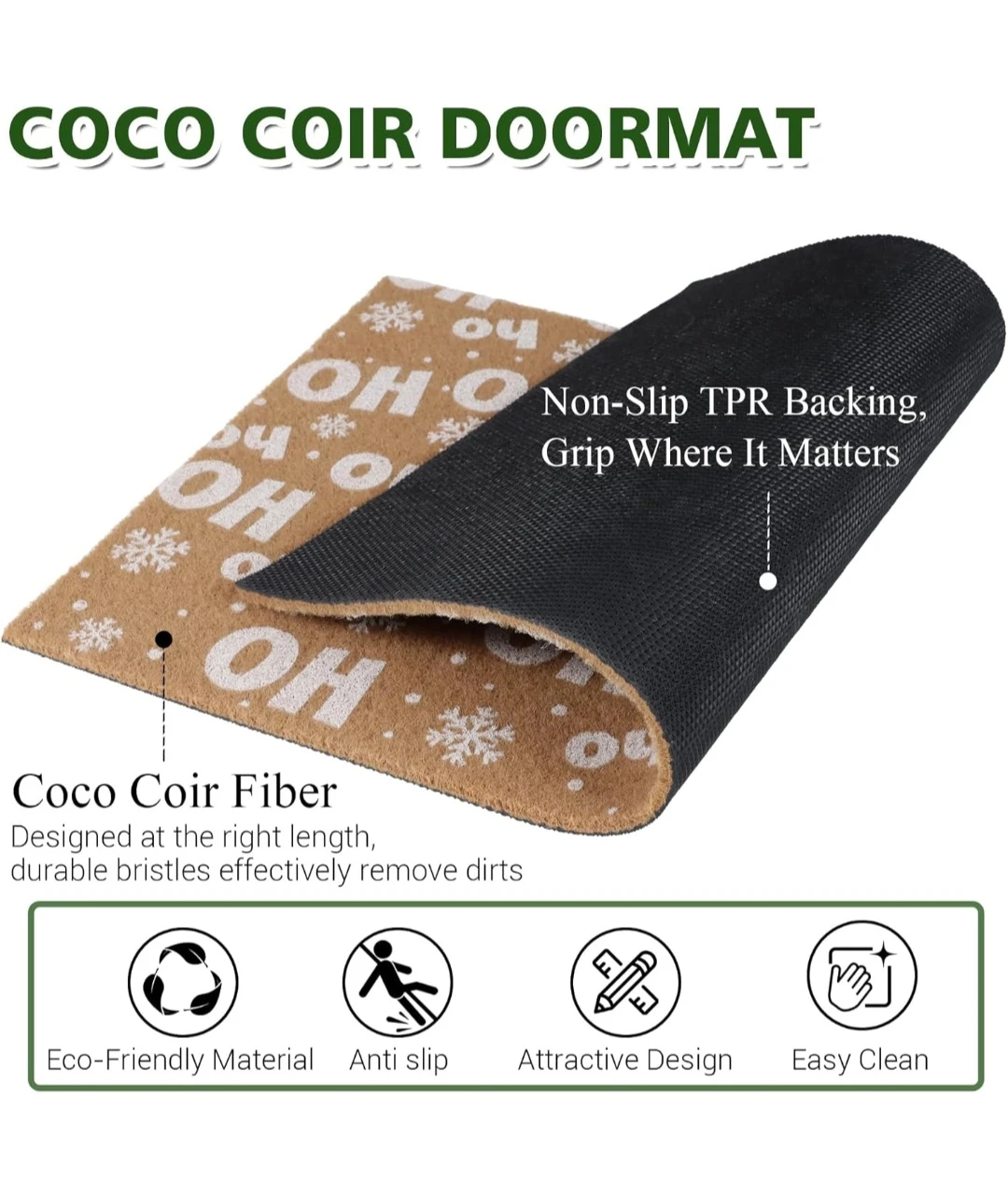 Coco Coir Doormat - HO HO HO Christmas Design