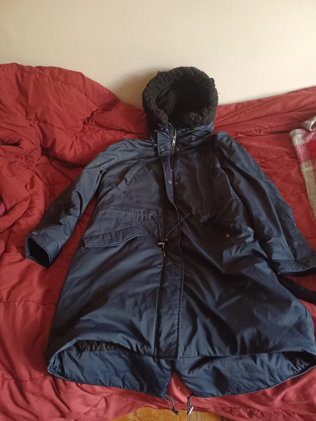 H&M Navy Blue Parka Jacket Size 16 - photo 2